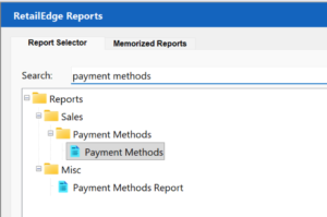 Payment Methods Report in RetailEdge Payment Methods Report in RetailEdge POS Reporting Suite.